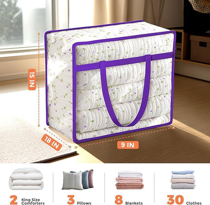 Budding Joy 6 Pack Clear Zippered Storage Bags for Clothes,40L Closet Organizers and Storage Containers Vinyl Moving Bag for Bedding, Linen, Blankets, Comforters, Clothing & Toys
