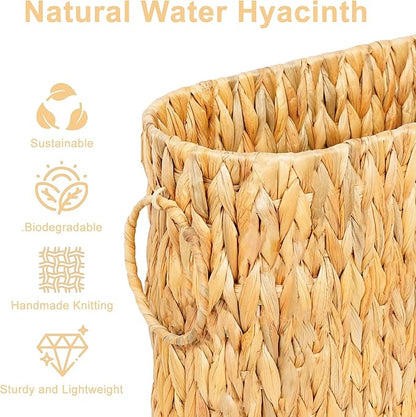 Large Toilet Paper Storage Basket, Wicker Toilet Paper Holder for up to 6 Rolls, Water Hyacinth Toilet Paper Basket Bathroom Organizer, Rattan Bathroom Accessories Organizer
