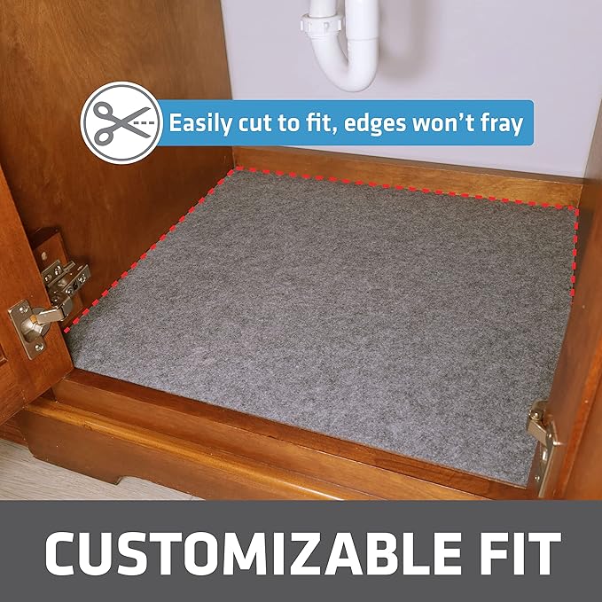 Drymate Premium XL Under Sink Mat, Waterproof Cabinet Protection Mats for Kitchen & Bathroom, Absorbent Shelf Liners, Slip-Resistant, Non-Adhesive, Machine Washable (USA Made)(24”x59”)(Light Grey)