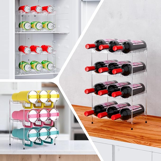 Reusable Stackable with Handle Compartment Water Bottle Tumbler Organizer for Stanley 40oz with Handle Cup, Stanley Accessories for Pantry, Cabinet & Kitchen Organization and Storage,4 Tier Hold 12