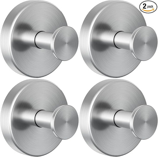 luckin smile Suction Cup Hooks for Shower, No-Drill Removable Towel Hook for Bathrooms, Shower Hooks, Suitable for Bathrooms, Kitchens, Windows, Glass, Powerful Suction Cup Hook (4, Silver)