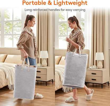 Lifewit 1 Pack Laundry Hamper Large Collapsible Laundry Baskets, Freestanding Waterproof Clothes Hamper with Easy Carry Handles in Laundry Room Bedroom Bathroom College Dorm, Grey, 80L
