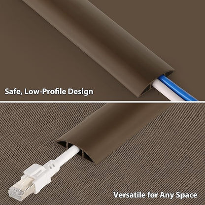 ZhiYo 5.6ft Cord Covers for Wires on Floor, Cord Hider Floor Hide Extension Cords, Soft PVC Cable Cover Cable Protector, Wire Cavity W0.62in H0.31in, Vintage Coffee