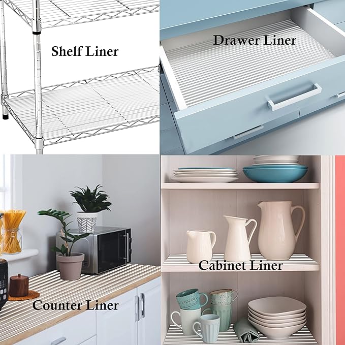 Shelf Liners for Kitchen Cabinets Non Adhesive Cabinet Drawer Liners Non Slip Waterproof 15 Inch Wide X 20 Ft Closet Wire Pantry Shelf Liner Cupboard Fridge Liners Mat for Bathroom Drawer