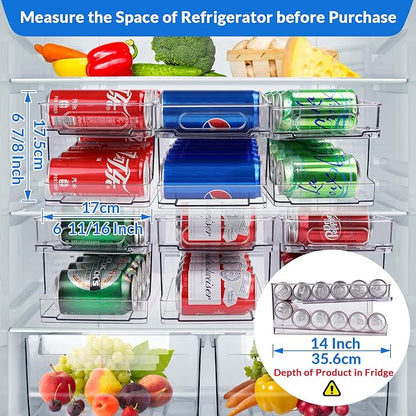 BingoHive Rolling Soda Can Organizer for Refrigerator Can Dispenser for Beer Soda Seltzer Pop Can Soda Organizer for 10 Standard Size 11.15oz or 12oz Cans Holder Storage Pantry Organization