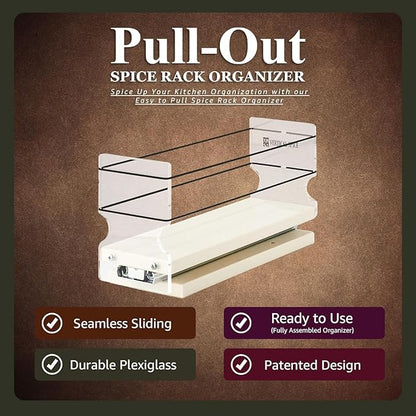 Vertical Spice - Sliding Spice Rack Organizer for Cabinets - Pull Out Shelves for Upper Kitchen Cabinets - Cabinet Organizer/Storage - 1 Tier - 3.45" x 5.0" x 10.6"(Cream, Partially Assembled)