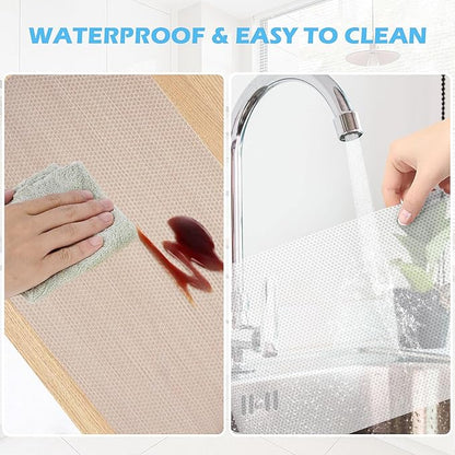Drawer Liners, Waterproof Shelf Liner, Anti-Slip Non-Adhesive BPA Free Kitchen Cupboard Cabinet Liner Refridge Fridge Mats Sink Protector Strong Durable for Home (Clear/19.7in x 20Ft)