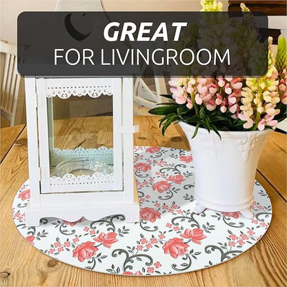FIFTY FEET 12X120 Inch Shelf Liner for Kitchen Cabinets, PVC Drawer Liner for Dresser Non-Slip Bathroom, Non-Adhesive Cabinet Liner Washable (Red Floral)(1 Roll)