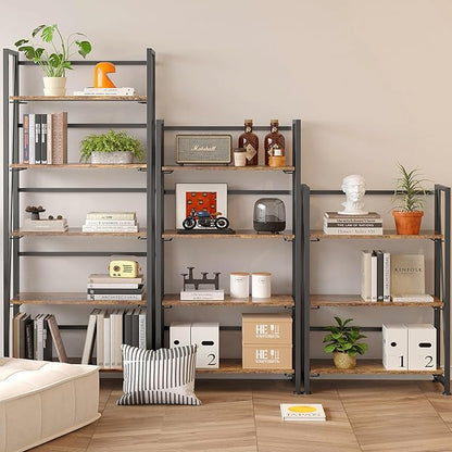 BHG Vintage Multifunctional Folding Bookshelf, No-Assembly Plant Stand Storage Rack Shelves for Home Office (Fire, 5-Tier)