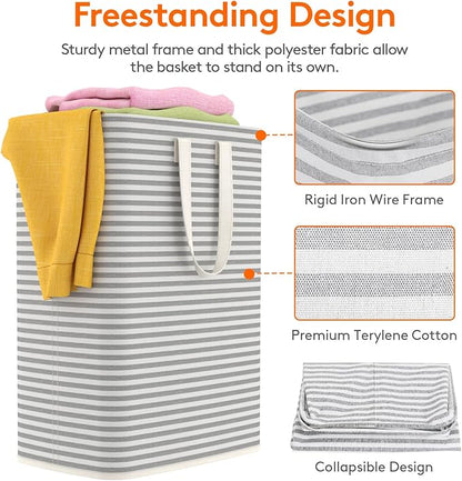 Lifewit 1 Pack Laundry Hamper Large Collapsible Laundry Baskets, Freestanding Waterproof Clothes Hamper with Easy Carry Handles in Laundry Room Bedroom Bathroom College Dorm, Grey, 65L