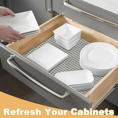 Shelf Liner for Kitchen Cabinet, Durable with Strong Grip, Non Adhesive Liners Protect Kitchen Cabinets and Cupboard, Pantry, Bathroom Drawers and Shelves, Desks-12" x 120" (Gray)