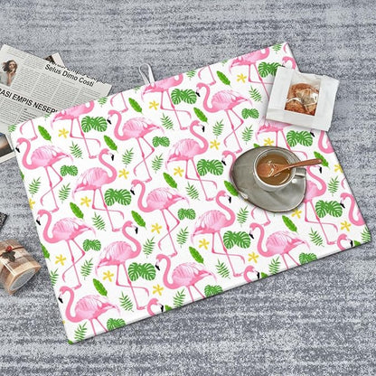 Pink Flamingo Leaf Dish Drying Mat 18x24 For Kitchen Counter Absorbent Microfiber Dishes Pad Dish Drainer Rack Mats Fast Dry Kitchen Accessories