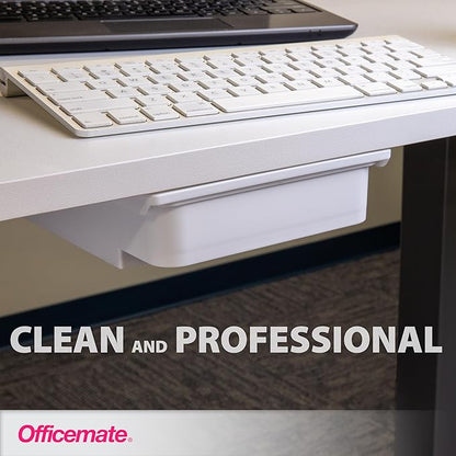Officemate Medium Self-Adhesive Under Desk Drawer, White, 6" x 10.75" x 1.875" (22534)