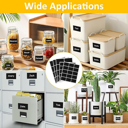230 Pcs Labels for Jars, 2 Size Waterproof Chalkboard Labels for Food Containers, Storage Bins, Mason Jars, Reusable Blackboard Stickers with 1 Erasable Chalk Marker (Rectangle)