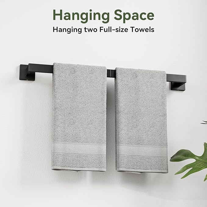 5-Pieces Matte Black Bathroom Hardware Set, 24 Inch Bathroom Towel Bar Set, SUS304 Stainless Steel Bathroom Hardware Accessories Set, Towel Racks for Bathroom Wall Mounted