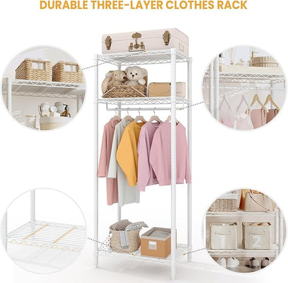 Heavy Duty Clothes Rack with Shelves,Adjustable Metal Wire Shelving Garment Rack Freestanding Closet Organizers and Storage for Bedroom, Laundry Load 684LBS