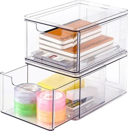 Simply Tidy Clear Stackable Storage Drawer - Waterproof & Dustproof Organizer with Non-Slip Base for Craft, Office & Home Supplies, 1 Pack