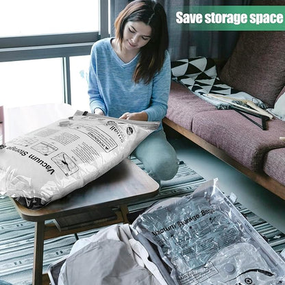 10 Pack Vacuum Storage Bags, Space Saver Bags, Compression for Comforters and Blankets, Sealer Clothes Storage with Hand Pump. (2J/2L/3M/3S)