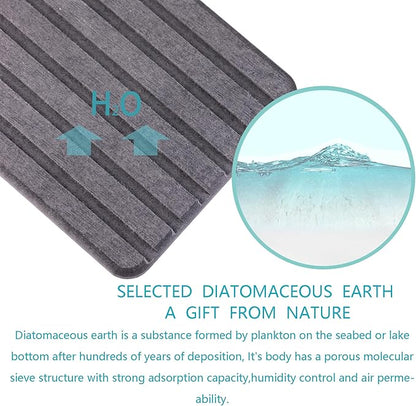 2 PCS Water Absorbent diatomite Coasters, 12.2" x 4" Water Absorbing Stone Tray for Sink, Stone Drying mat for Kitchen Counter, Stone soap Tray Used for Hand Soaps & toiletries & Plants