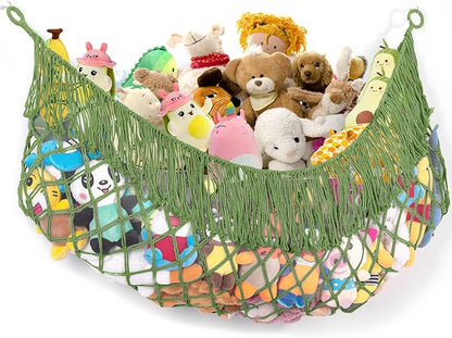 Stuffed Animal Hammock - Extra Large 63'' Long, Stuffed Animal Storage, stuffed animal Holder net, Hammock Large, Storage Hanging Organizer - Avocado green
