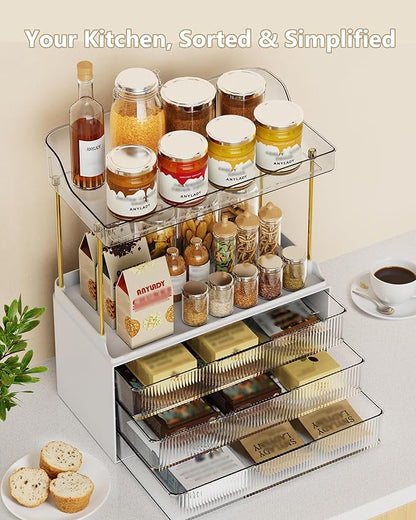 Anylady Bathroom Organizers and Storage, Makeup Organizer (Sturdy Durable Attractive), Ideal for Vanity, Countertop, Counter, Perfume, Skincare, Cabinet, Cosmetic, Dresser Organizer (White)