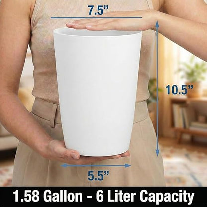 Mini Waste Basket - Pack of 2 Durable Small Plastic Garbage Trash Can Bin - Lidless Open-Top, Slim Profile for Compact Spaces - Suitable for Home, Bathroom, Office, Bedroom & More, White