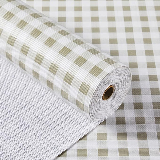 Shelf Liner for Kitchen Cabinets 12" x 360" Non-Adhesive Non-Slip Drawer Liners for Dresser, Waterproof Washable Paper, Durable Protector Mat for Pantry Shelves Cupboards, Green Plaid