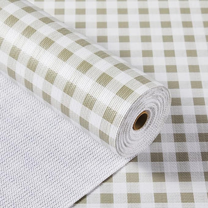 Shelf Liner for Kitchen Cabinets 18" x 360" Non-Adhesive Non-Slip Drawer Liners for Dresser, Waterproof Washable Paper, Durable Protector Mat for Pantry Shelves Cupboards, Green Plaid