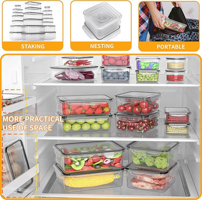 GEIKR 52 PCS Large Food Storage Containers with Lids Airtight, BPA-Free Leakproof Plastic Meal Prep Containers Reusable,Microwave & Dishwasher & Freezer Safe,Includes Labels & Pen