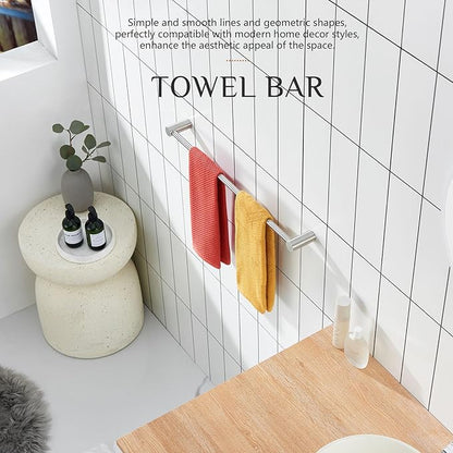KOKOSIRI Bath Towel Bar for Bathroom 20 Inches Brushed Nickel Towel Rack for Lavatory Wall Mounted Bathroom Accessories Stainless Steel, B4007BR-L20