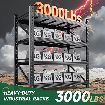 Letaya 3000LBS Storage Shelves Heavy Duty,70" H Garage Shelving Units, 4 Tier Adjustable Utility Rack Shelf,Large Metal Industrial Shelves,for Shop,Warehouse,Basement (48" W x 24" D x 70" H)