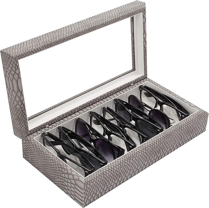 OYOBox Maxi Luxury Eyewear Organizer, Wood Box for Glasses + Sunglasses, Exotic Print Collection