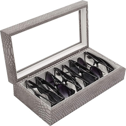 OYOBox Maxi Luxury Eyewear Organizer, Wood Box for Glasses + Sunglasses, Exotic Print Collection