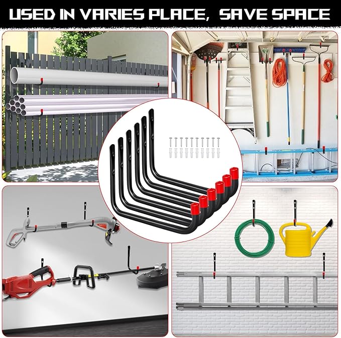 8-Pack Utility Hook,Garage Storage Hooks, Heavy Duty Utility Hooks, Heavy Duty Hook, 7.8" & 3.8” Garage Hanging Storage for Bikes, Kayak and Hanging Ladders