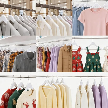 White Wooden Coat Hangers, Durability Wood Suit Hangers with Non Slip Pant Bar, Solid Wooden Clothes Hangers with Wide Shoulder Design for Shirts, Jackets, Dress, Pants, Sweaters, 30 Pack
