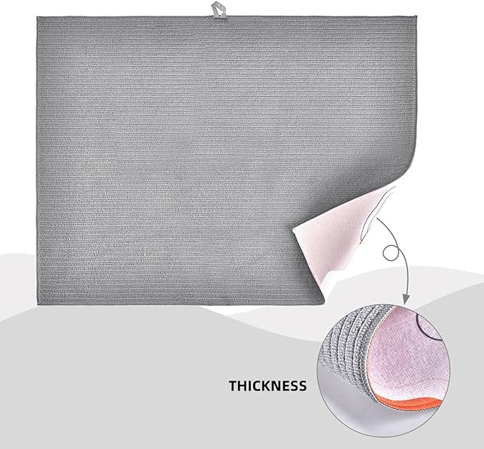 Vintage Mid Century Geometic Dish Drying Mat For Kitchen Counter, Super Absorbent Microfiber Large Dish Drying Pad 18"x24" For Kitchen Dishware Coffee Maker Bar