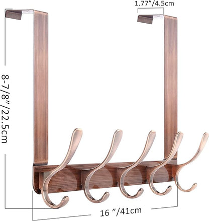 SKOLOO Over The Door Hook, Door Hanger Hooks for Hanging Clothes, Towels, Coats, Hats, Over The Door Towel Hook, Retro Red, Assembly Required