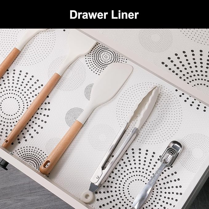 Cooyes Shelf and Drawer Liner for Kitchen Cabinets – Non-Adhesive, Waterproof, Non-Slip Cabinet Liners for Scratch Protection, Desk, Refrigerator, Shelves, Drawers with Modern Pattern