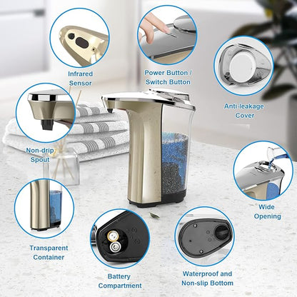 PZOTRUF Automatic Soap Dispenser, Touchless Dish soap Dispenser 17oz/500ml with Upgraded Infrared Sensor, 5 Adjustable Soap Dispensing Levels, Liquid Hand soap Dispenser for Bathroom & Kitchen