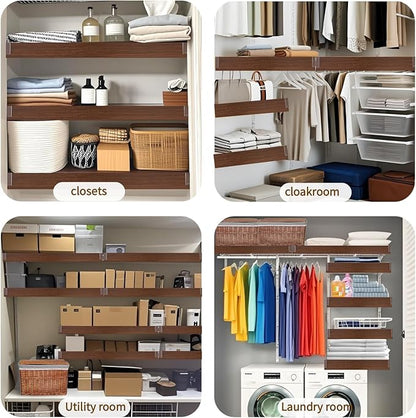 Wire Shelf Cover, Wire Rack Covers for Pantry,4 Pcs PVC Wood-Look Faux Wood Shelf Liners,16x12 Inch,0.24inch Thick for Home and Kitchen Organization