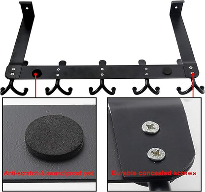 SKOLOO Over The Door Hook - for Doors up to 1-3/4'' Thickness, Metal Door Hanger with 5 Triple Hooks, Over The Door Hanger for Coats, Hats,Towels, White, Assembly Required