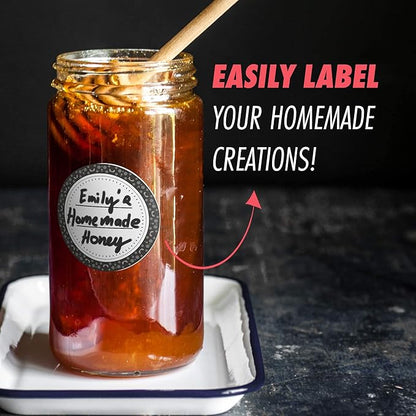 Easy Remove Dissolvable Canning Labels for Mason Jars (2" Round) Canning Supplies - Washes Off in Seconds Like Magic - Jar Labels for Homemade Jam, Jelly, and More (Black, 200/Roll) by MESS