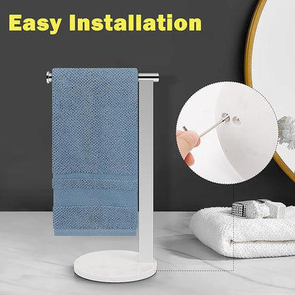Stainless Steel L-Shaped Hand Towel Holder, SUS304 Bathroom Towel Rack with Thickened Base for Countertop Vanity (Chrome)