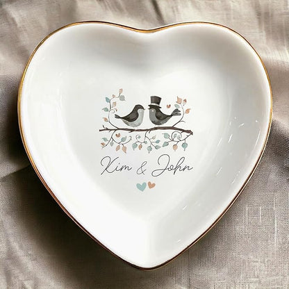 Wedding Ring Dish Jewelry Trinket Tray for Mother-in-law,Bridesmaid,Mother of the Bride/Groom-Engagement,Bridal Shower,Bachelorette Gifts for Couples,Mr. Mrs. (Wedding Custom 1)