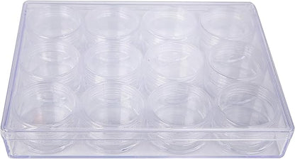 The Beadsmith Personality Case - Clear Storage Organizer Box – 6.4 x 4.8 x 1 inches - Includes 12 Small Containers with lids - 1.5 x 0.8 inches, Bead Holder
