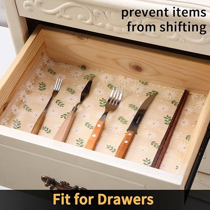 iwtmm Shelf Drawers Liners for Kitchen Cabinets Non-Slip, Washable, Oil-Proof Drawer Liners, EVA Waterproof Non-Adhesive Cabinet Liners for Kitchen, Pantry, Bathroom