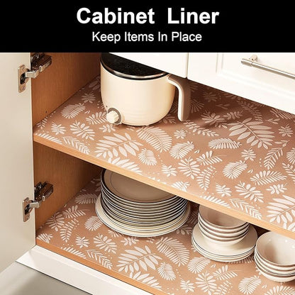 Cooyes Shelf Liners for Kitchen Cabinets Waterproof & Oil-Proof Kitchen Cupboard Mats Non-Slip Drawer Mats EVA Material Non Adhesive Fridge Liner for Shelves（23.6" W x 236" L）