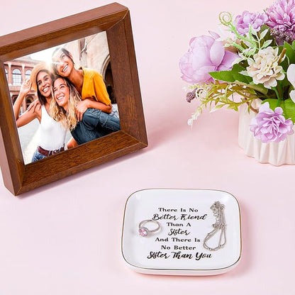 PUDDING CABIN Sister Gifts: Christmas Basket Jewelry Dish Set, Birthday & Mother's Day Gifts for Sisters