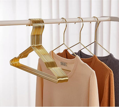 Better to U 17 Inch Metal Clothes Hanger, 4.0mm Heavy Duty Shirt Blouse Hanger for Coat Suit Bridal Boutique, Space Saving Slim Wire Hanger for Camisole Trousers Wedding Dress（Gold 50pack）