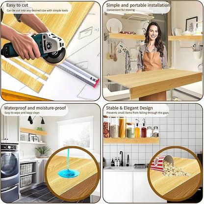 Wire Shelf Cover, Wire Rack Covers for Pantry,4 Pcs PVC Wood-Look Faux Wood Shelf Liners,35x16 Inch,0.24inch Thick for Home and Kitchen Organization